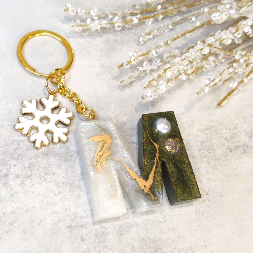 Initial M Resin Keychain